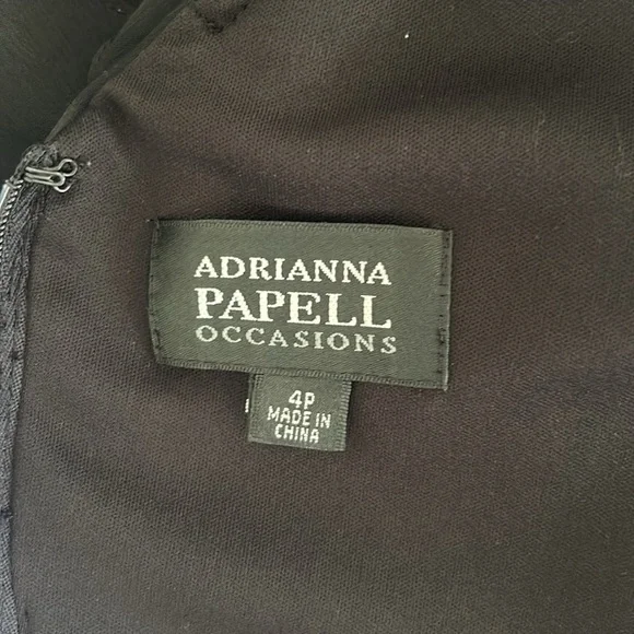 Adrianna Papell black ruffled cocktail dress size 4P - Picture 11 of 12